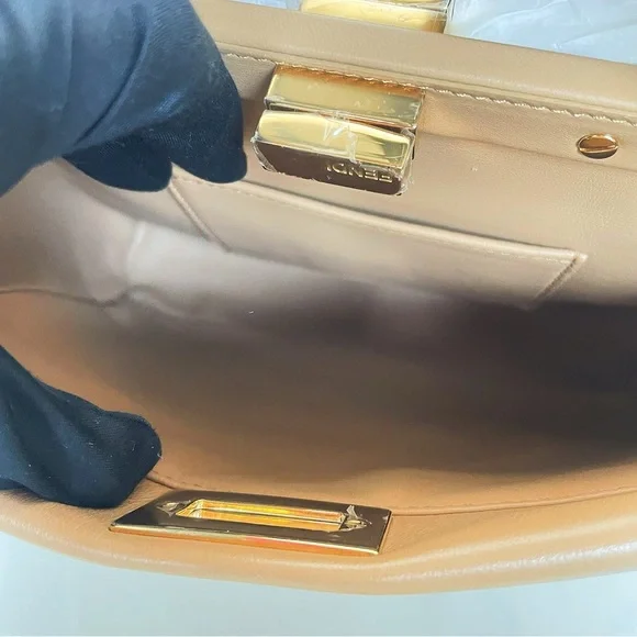 Fendi Peekaboo Shearling FF Motif Top Handle Bag - Picture 7 of 12